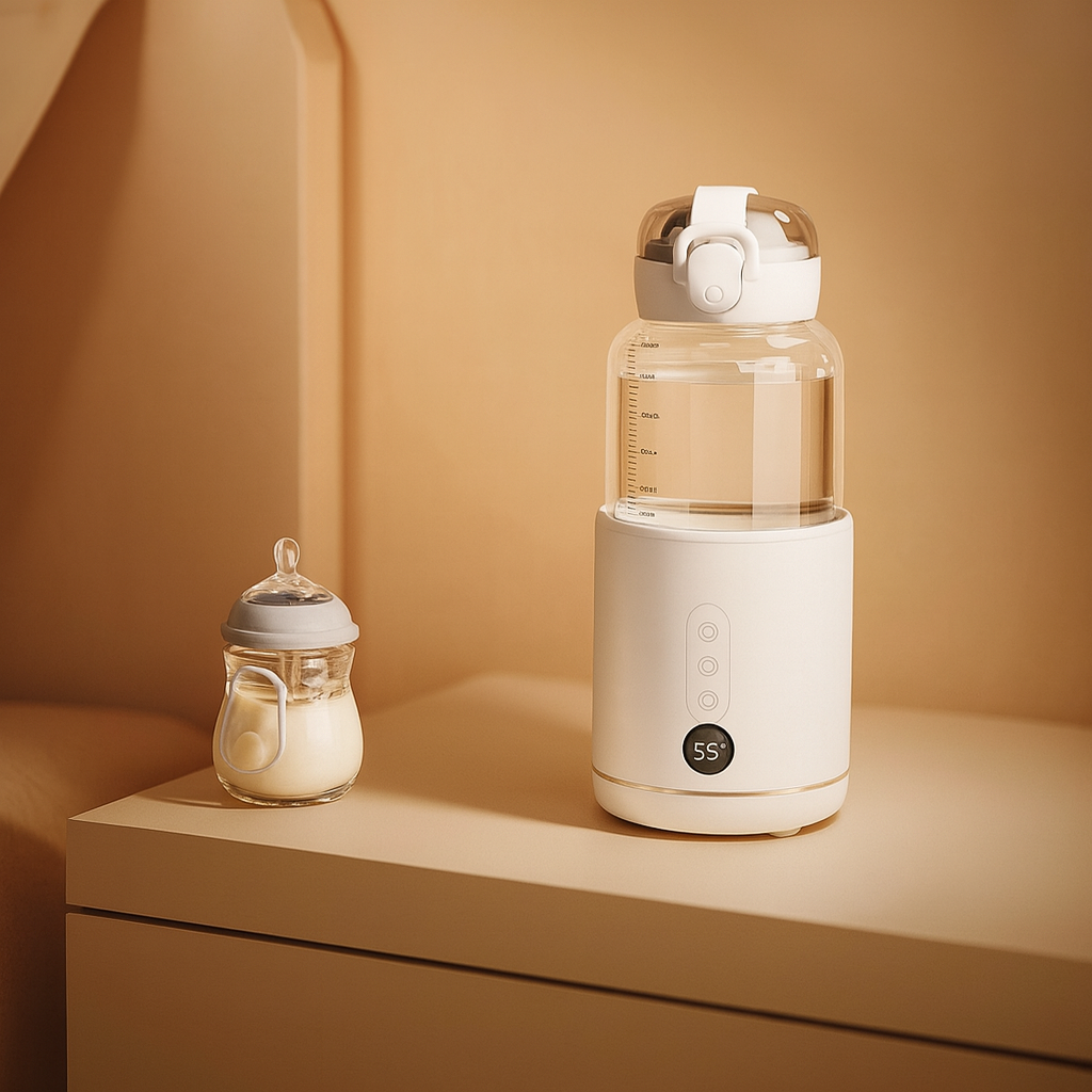 chauffe biberon premium poser sur la table de chevet avec un biberon pour la nuit