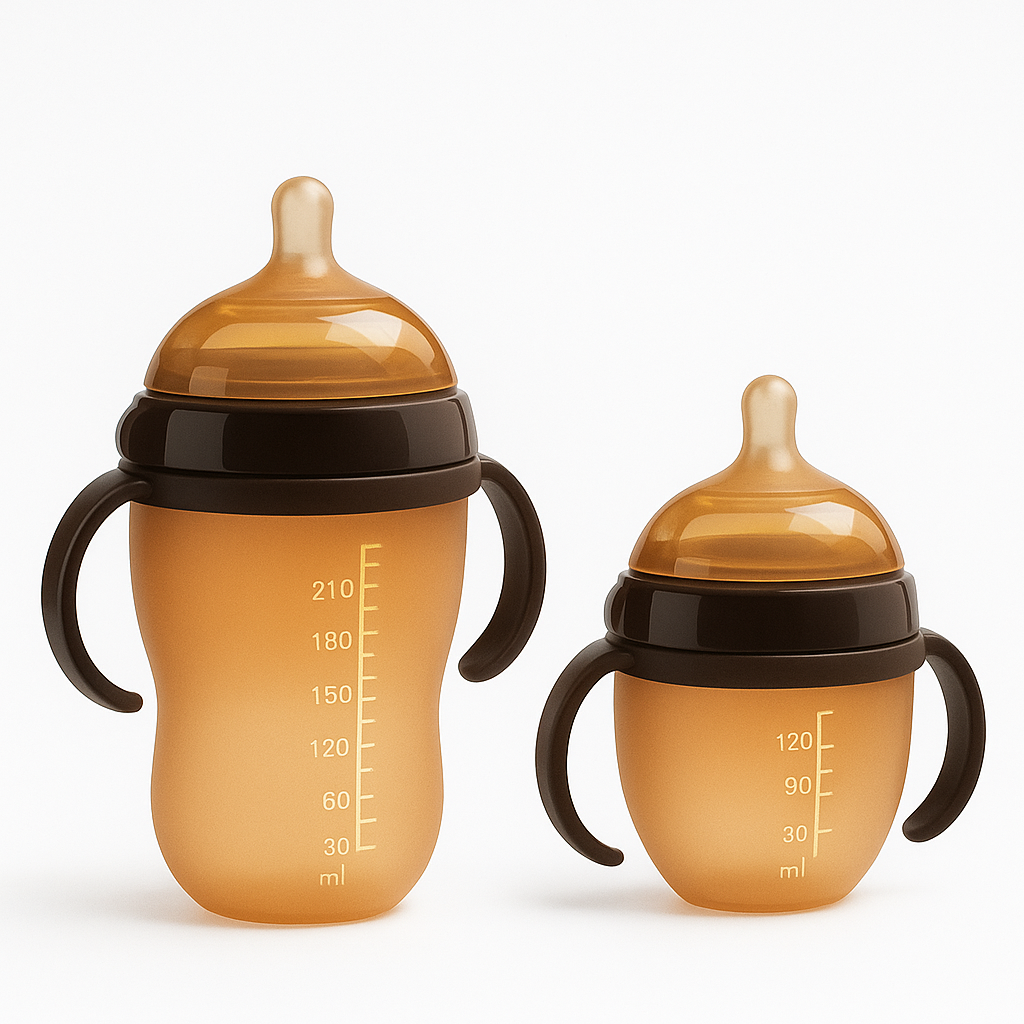 Lot de 2 biberons tétée naturelle – Silicone souple proche du sein maternel (120 ml & 210 ml)