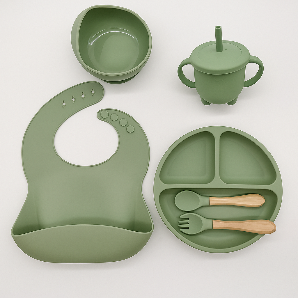 Set repas bébé en silicone alimentaire – 6 pièces sans BPA