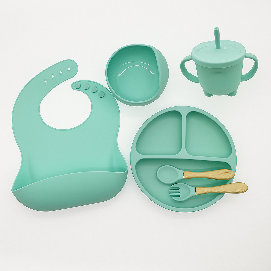 Set repas bébé en silicone alimentaire – 6 pièces sans BPA